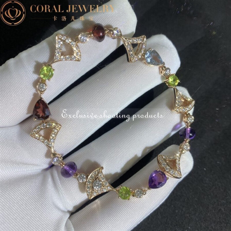 Bulgari 355618 Divas’ Dream Bracelet Rose Gold With Amethyst Blue Topaz Peridot Pink Tourmaline Rubellite Bracelet 10