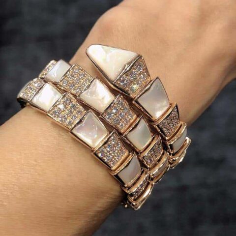 Bulgari Serpenti Bracelet Rose Gold Diamond and Mother of Pearl Bracelet 6
