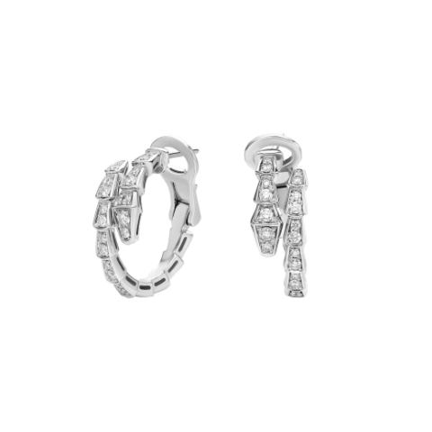 Bulgari 358360 Serpenti Viper 18 kt white gold earrings set with pavé diamonds 1