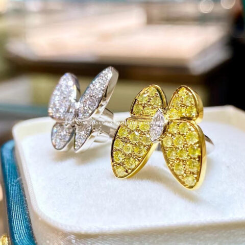 Van Cleef & Arpels VCARA13600 Two Butterfly Between the Finger ring White gold Diamond Sapphire ring 13
