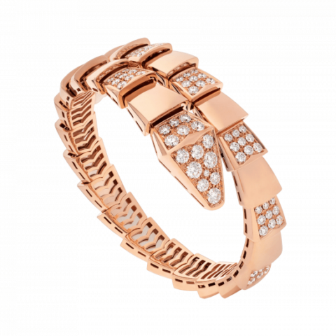 Bulgari Serpenti Viper BR855312 Diamond 18K Rose Gold One-Coil Bracelet 1