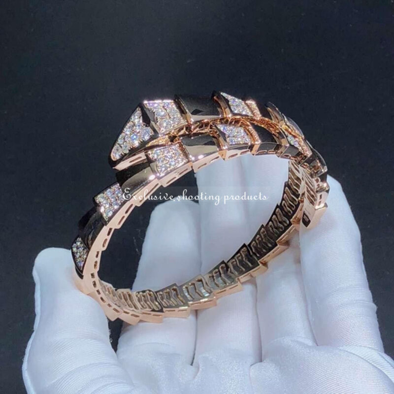 Bulgari Serpenti Viper BR855312 Diamond 18K Rose Gold One-Coil Bracelet 10