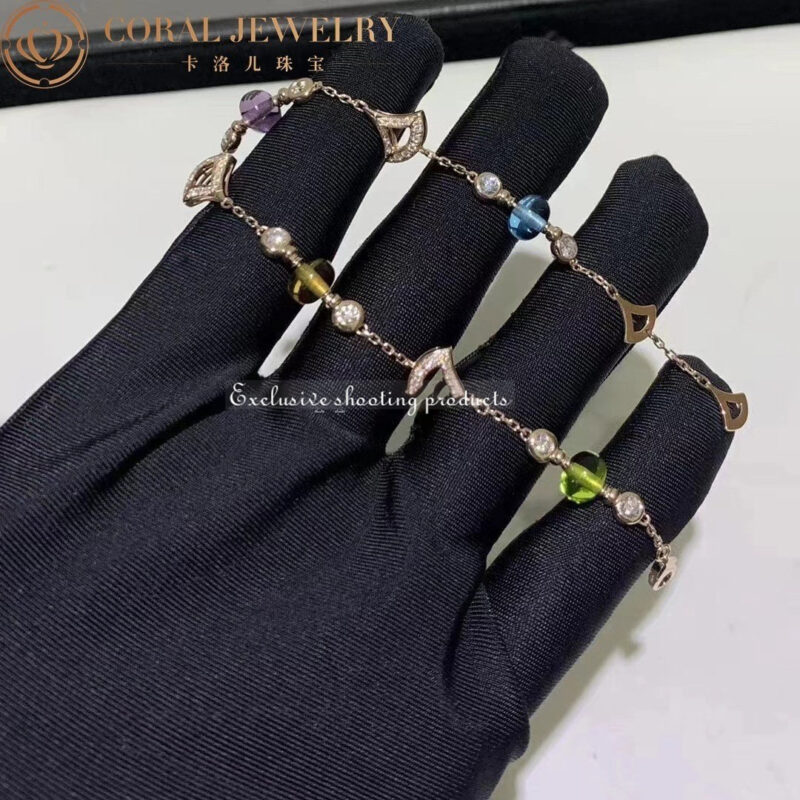 Bulgari 355614 Divas’ Dream Bracelet Rose Gold With Amethyst Blue Topaz Citrine quartz Peridot Bracelet 4