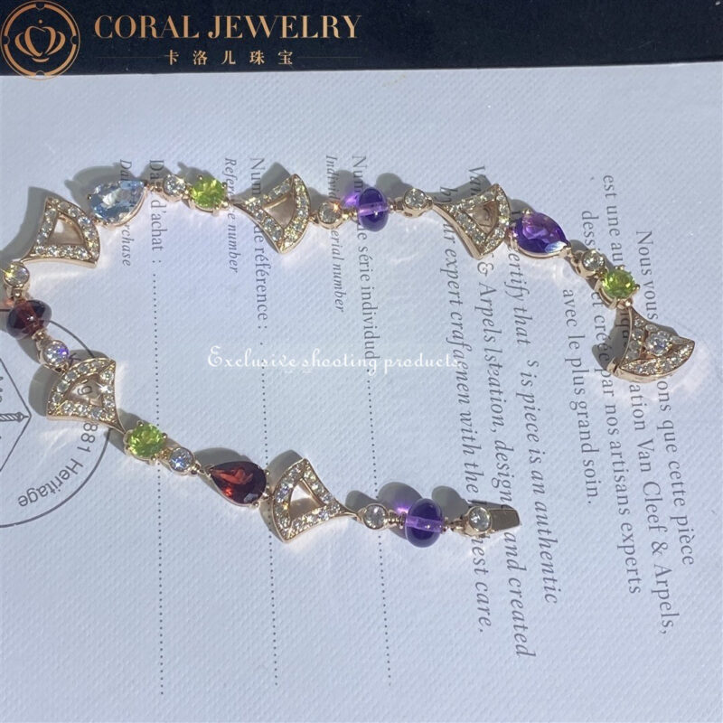 Bulgari 355618 Divas’ Dream Bracelet Rose Gold With Amethyst Blue Topaz Peridot Pink Tourmaline Rubellite Bracelet 8