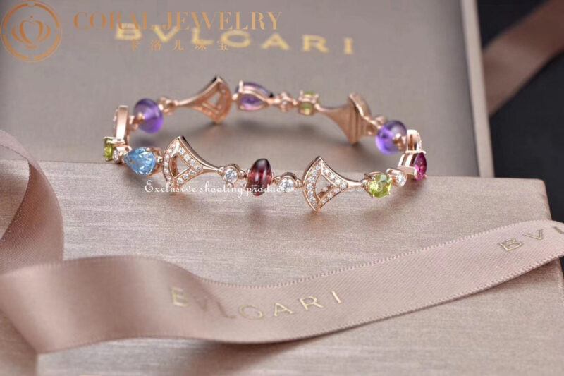 Bulgari 355618 Divas’ Dream Bracelet Rose Gold With Amethyst Blue Topaz Peridot Pink Tourmaline Rubellite Bracelet 3