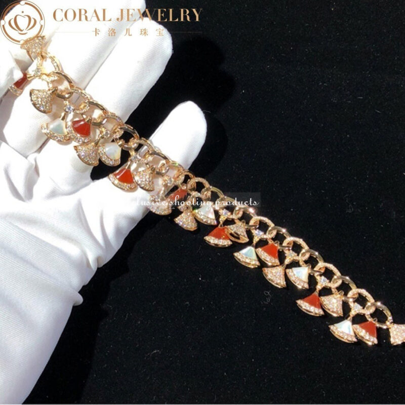 Bulgari BR858051 Divas’ Dream Bracelet Rose Gold with Carnelian Mother-of-pearl and Diamonds High Jewelry Bracelet 2