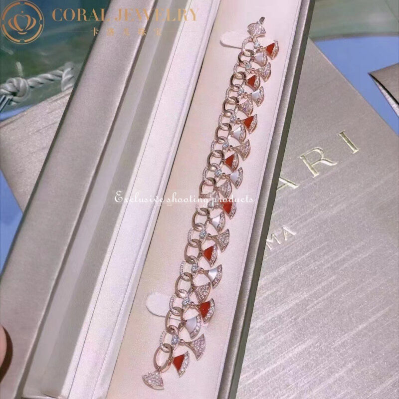 Bulgari BR858051 Divas’ Dream Bracelet Rose Gold with Carnelian Mother-of-pearl and Diamonds High Jewelry Bracelet 7