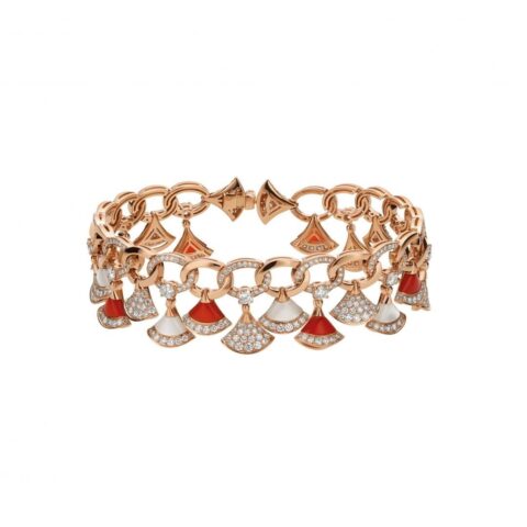 Bulgari BR858051 Divas’ Dream Bracelet Rose Gold with Carnelian Mother-of-pearl and Diamonds High Jewelry Bracelet 1