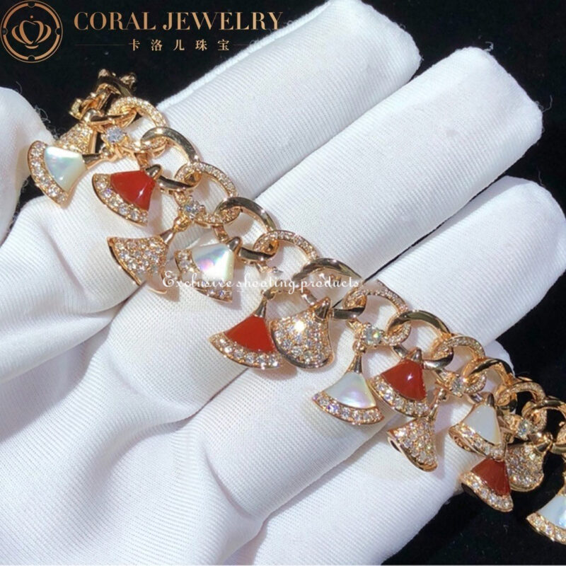 Bulgari BR858051 Divas’ Dream Bracelet Rose Gold with Carnelian Mother-of-pearl and Diamonds High Jewelry Bracelet 4