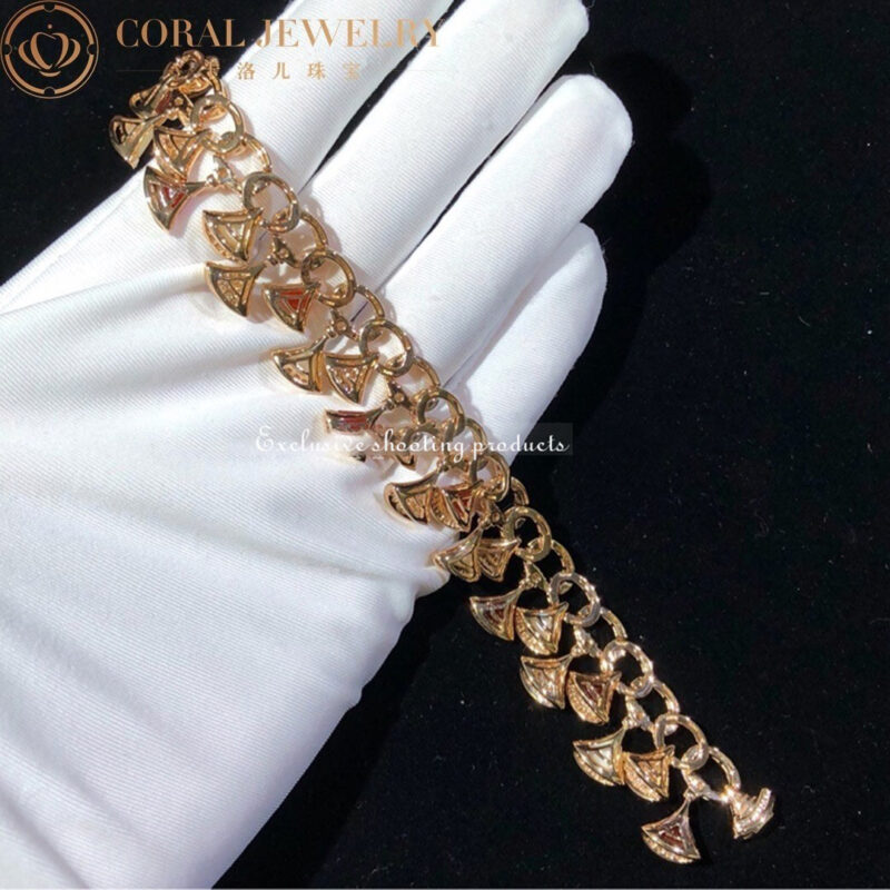 Bulgari BR858051 Divas’ Dream Bracelet Rose Gold with Carnelian Mother-of-pearl and Diamonds High Jewelry Bracelet 3