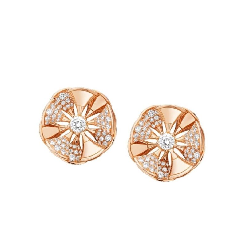 Bulgari Divas Dream 350784 Earrings Pave Diamonds 18K Rose Gold OR857272 1