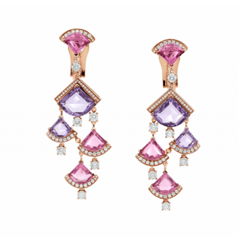 Bulgari 354078 Divas’ Dream Earrings Rose Gold Diamond Amethyst and Rubellite OR858027 1