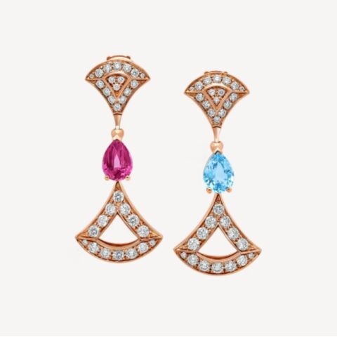 Bulgari 355620 Divas’ Dream Earrings Rose Gold Diamond and Blue Topaz Rubellite 1