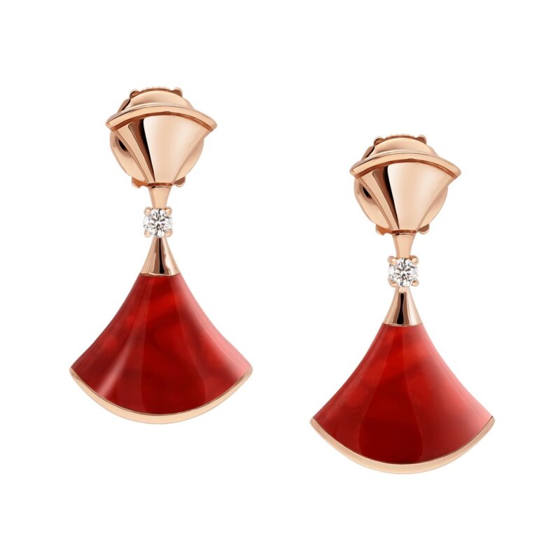 Bulgari Divas 356749 Dream Earrings Rose Gold Diamonds and Carnelian 1