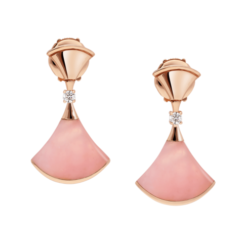 Bulgari Divas 357862 Dream Earrings Rose Gold Diamonds and Pink Opal 1