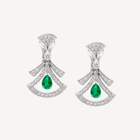 Bulgari 356956 Divas’ Dream Earrings White Gold Diamonds Emeralds 1