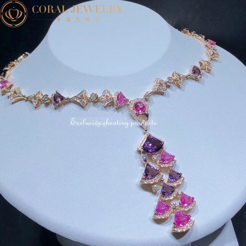 Bulgari 354075 Divas’ Dream Necklace Rose Gold Amethyst Rubellite and Diamonds 9
