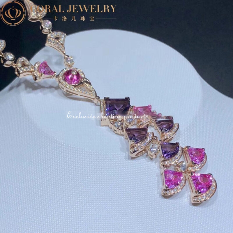 Bulgari 354075 Divas’ Dream Necklace Rose Gold Amethyst Rubellite and Diamonds 6