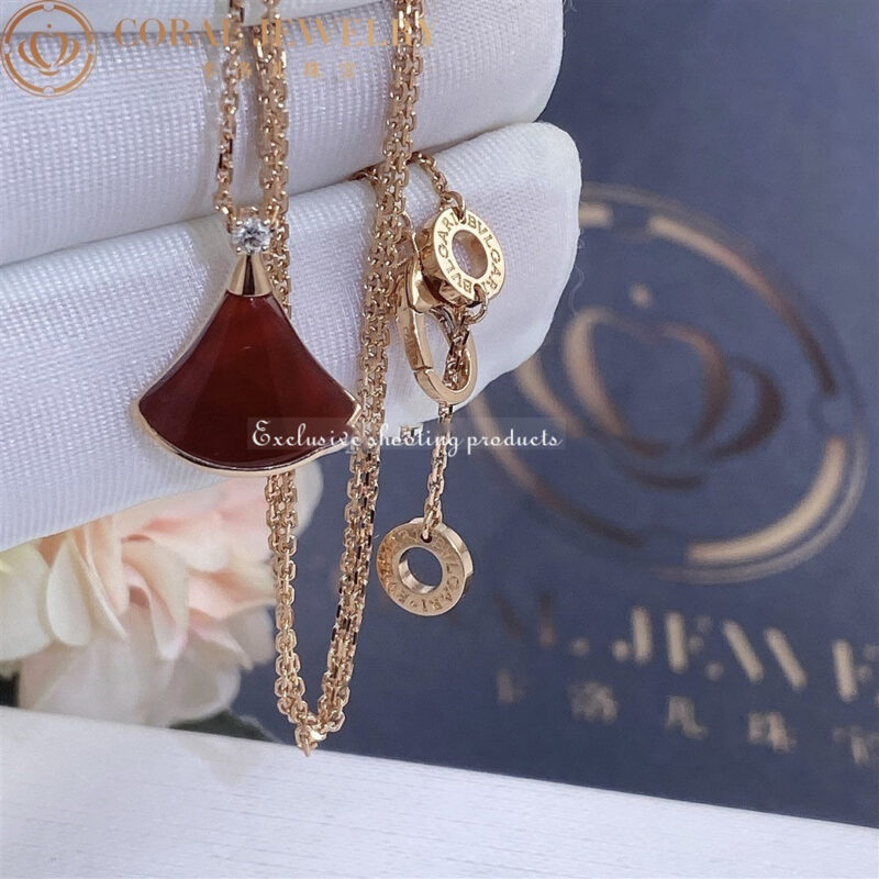 Bulgari Divas’ Dream 350583 Necklace Rose Gold Carnelian and Diamonds 10