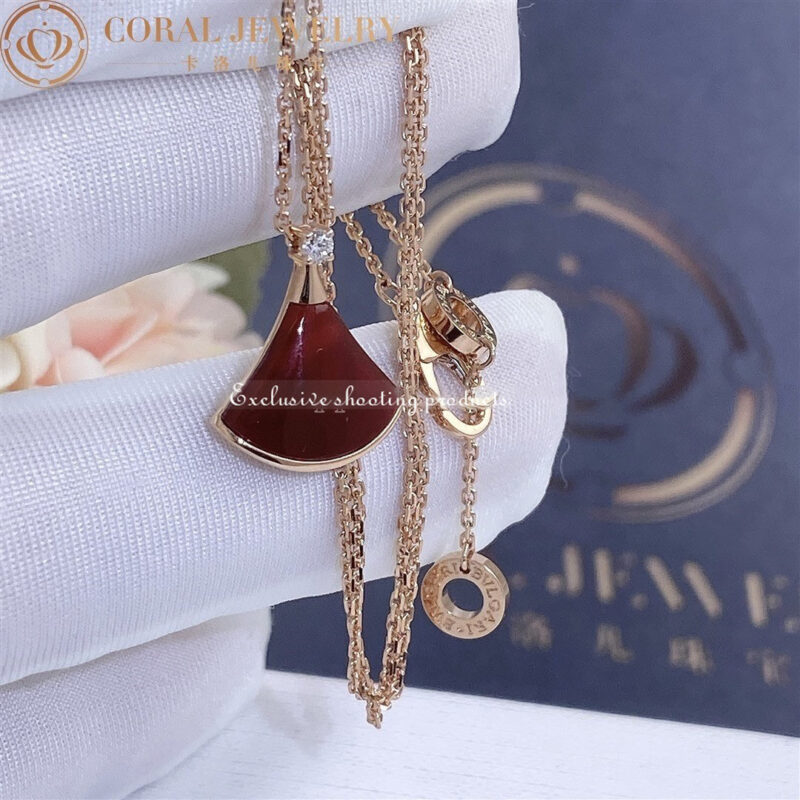 Bulgari Divas’ Dream 350583 Necklace Rose Gold Carnelian and Diamonds 9