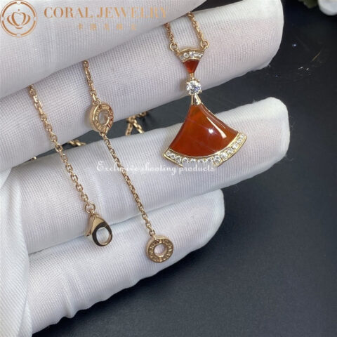 Bulgari Divas’ Dream 356437 Necklace Rose Gold Carnelian and Diamonds 7