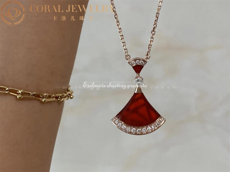 Bulgari Divas’ Dream 356437 Necklace Rose Gold Carnelian and Diamonds 2