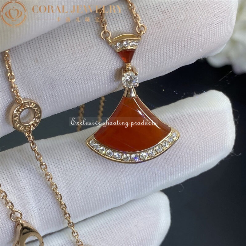 Bulgari Divas’ Dream 356437 Necklace Rose Gold Carnelian and Diamonds 6