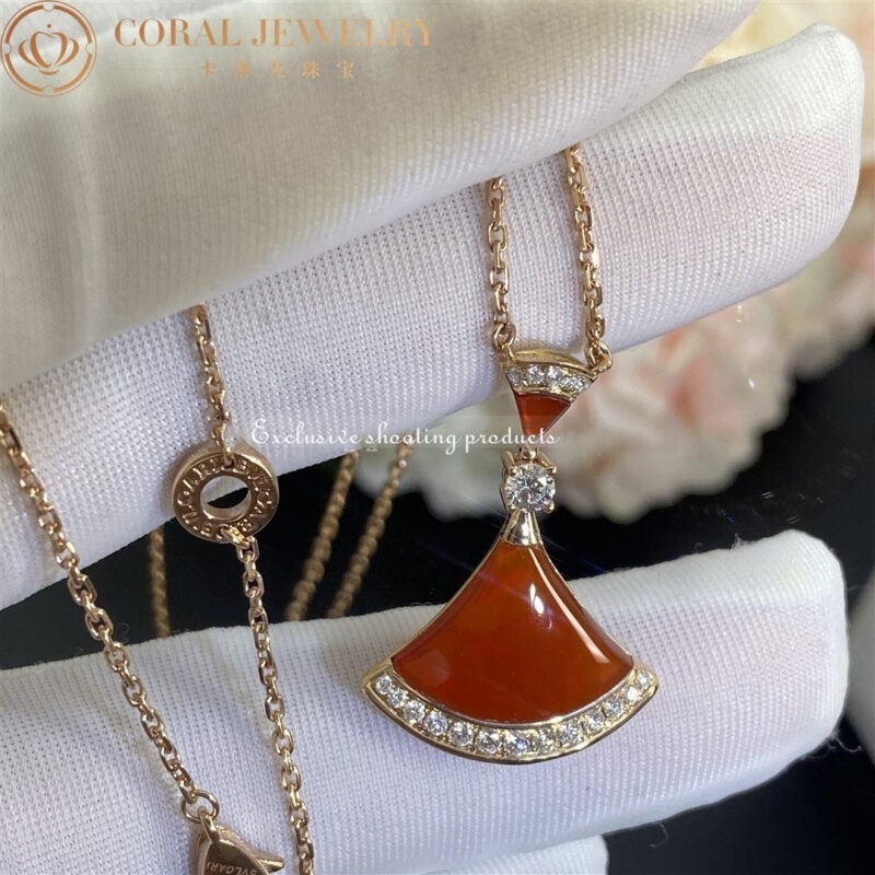 Bulgari Divas’ Dream 356437 Necklace Rose Gold Carnelian and Diamonds 4