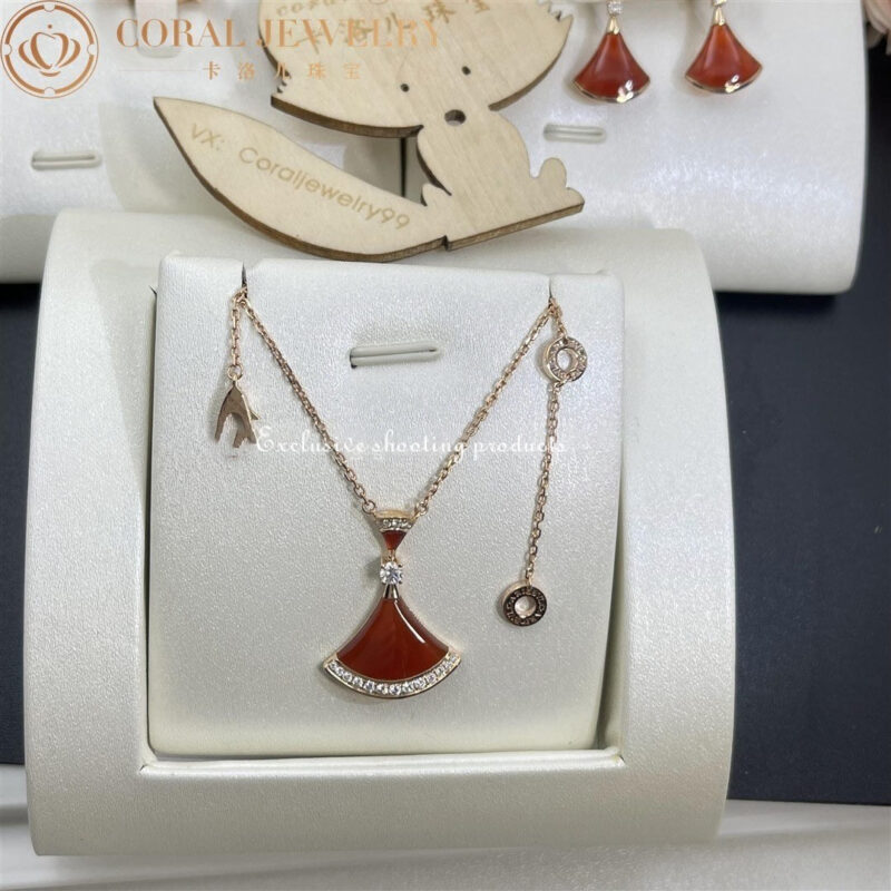 Bulgari Divas’ Dream 356437 Necklace Rose Gold Carnelian and Diamonds 3