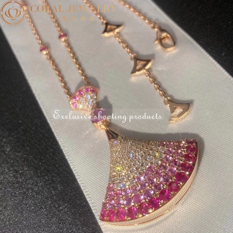 Bulgari Divas’ Dream 358114 Necklace Rose Gold Central and Sapphires and Diamonds 9