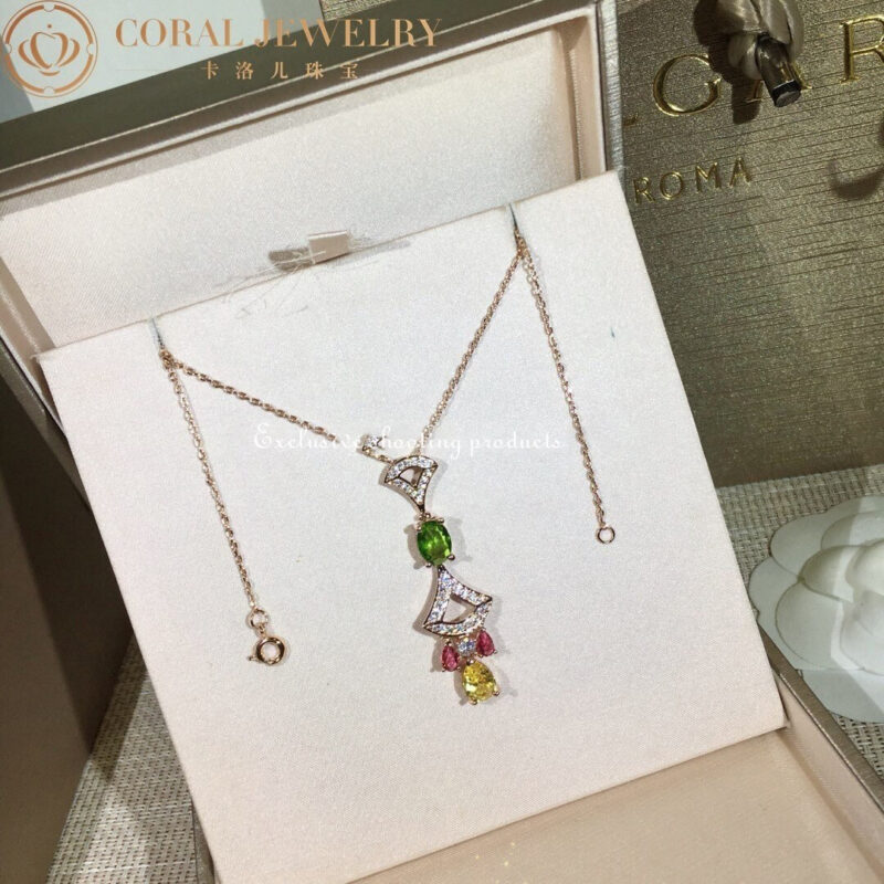 Bulgari Divas’ Dream 355613 Necklace Rose Gold Citrine Peridot Pink Tourmaline 9