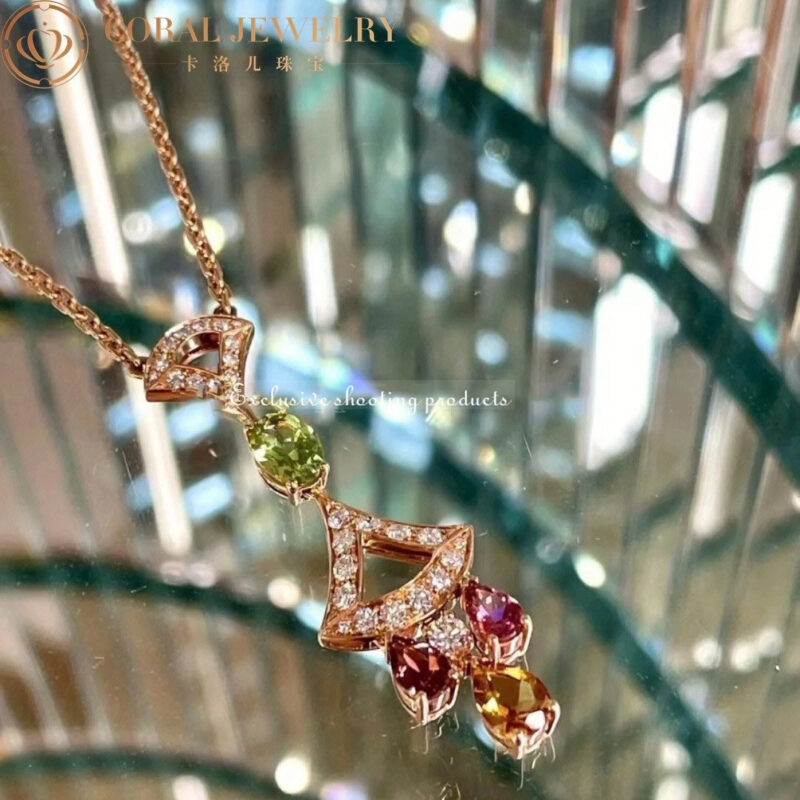 Bulgari Divas’ Dream 355613 Necklace Rose Gold Citrine Peridot Pink Tourmaline 2