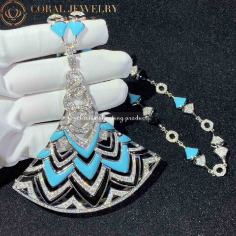Bulgari Divas’ Dream Necklace White Gold in Turquoise with Onyx and Diamonds High Jewelry Necklace 9