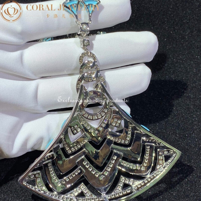 Bulgari Divas’ Dream Necklace White Gold in Turquoise with Onyx and Diamonds High Jewelry Necklace 7
