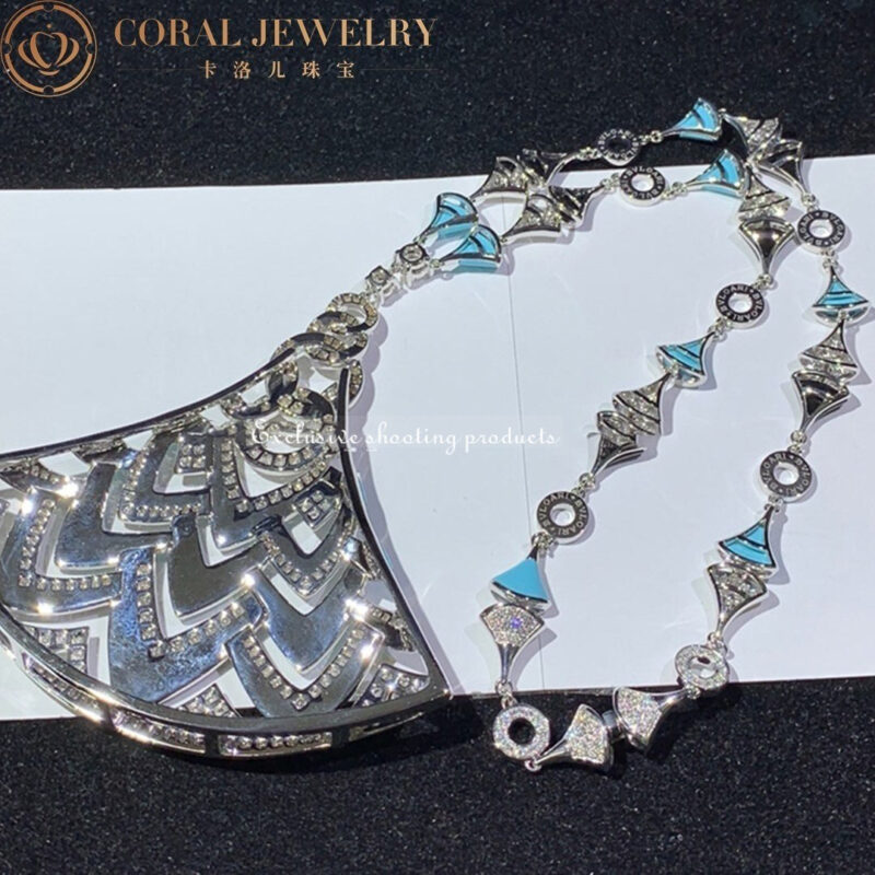 Bulgari Divas’ Dream Necklace White Gold in Turquoise with Onyx and Diamonds High Jewelry Necklace 6