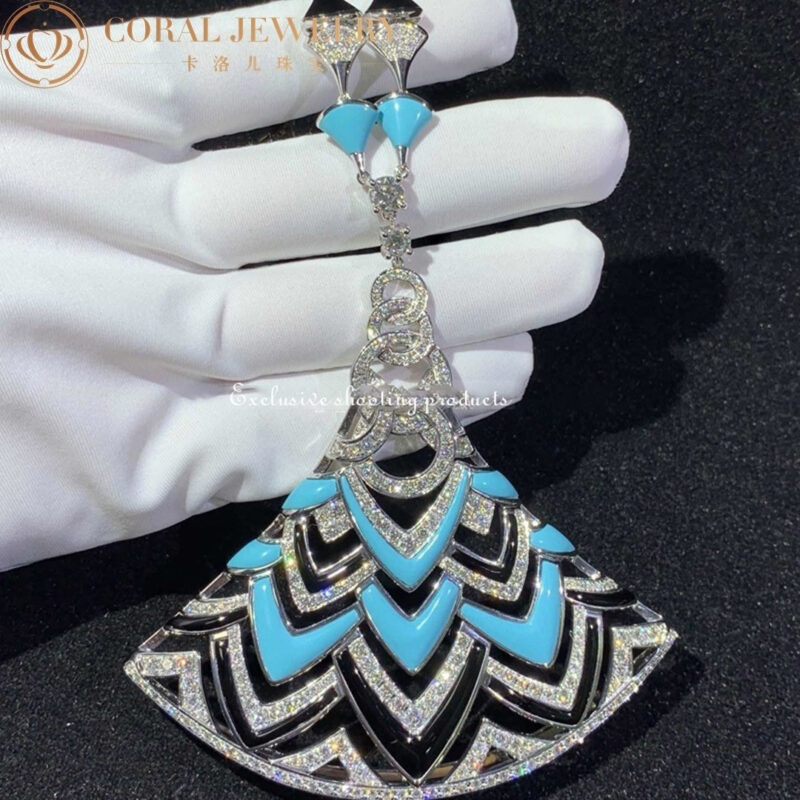 Bulgari Divas’ Dream Necklace White Gold in Turquoise with Onyx and Diamonds High Jewelry Necklace 4