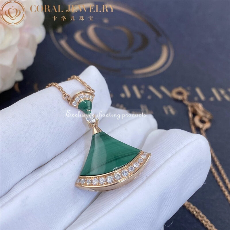 Bulgari Divas’ Dream 351143 Necklace Rose Gold Malachite and Diamonds 9