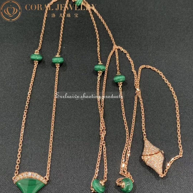 Bulgari Divas’ Dream 358222 Necklace Rose Gold Malachite and Diamonds 2