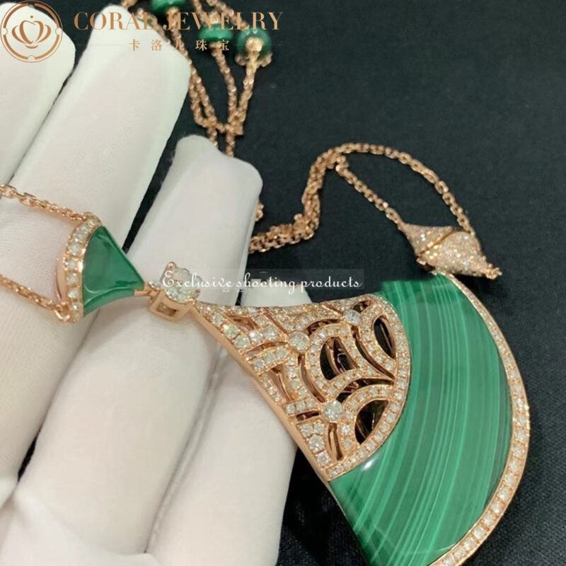 Bulgari Divas’ Dream 358222 Necklace Rose Gold Malachite and Diamonds 5