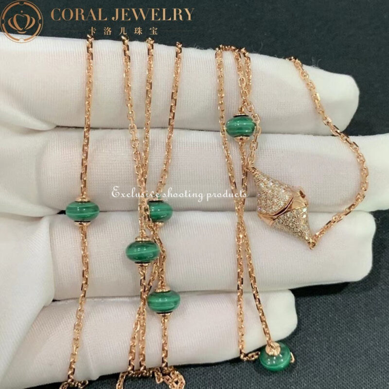 Bulgari Divas’ Dream 358222 Necklace Rose Gold Malachite and Diamonds 3