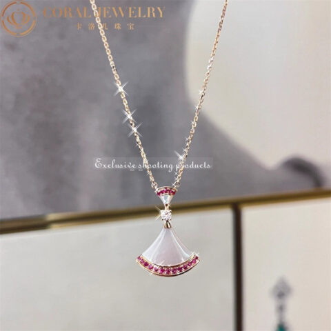 Bulgari Divas’ Dream 358122 Necklace Rose Gold Mother-of-pearl and Rubies 9