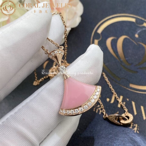 Bulgari Divas’ Dream 354340 Necklace Rose Gold Pink Opal and Diamonds 5