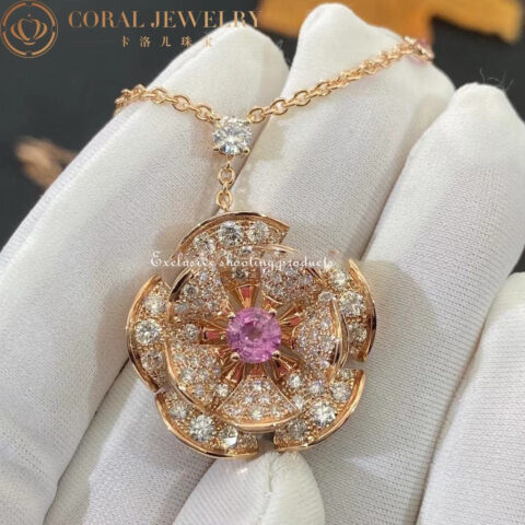 Bulgari Divas’ Dream 352628 Necklace Rose Gold Set Diamonds and Sapphire CL857523 9