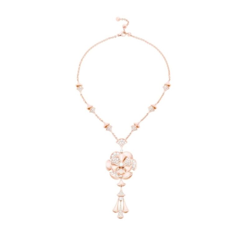 Bulgari Divas’ Dream CL856457 Necklace Rose Gold Set Diamonds Flower Necklace 1