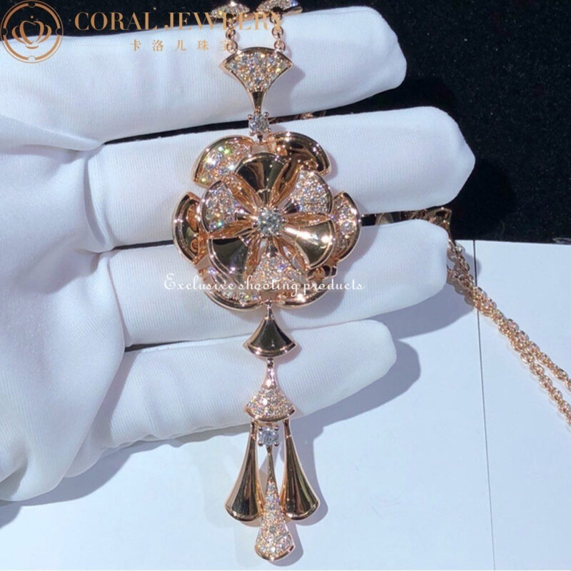 Bulgari Divas’ Dream CL856457 Necklace Rose Gold Set Diamonds Flower Necklace 5