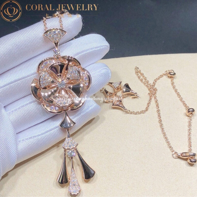 Bulgari Divas’ Dream CL856457 Necklace Rose Gold Set Diamonds Flower Necklace 15