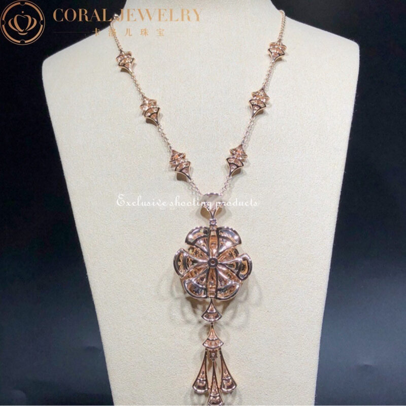 Bulgari Divas’ Dream CL856457 Necklace Rose Gold Set Diamonds Flower Necklace 14