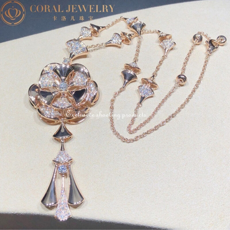Bulgari Divas’ Dream CL856457 Necklace Rose Gold Set Diamonds Flower Necklace 13