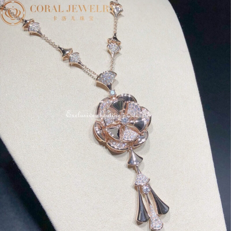 Bulgari Divas’ Dream CL856457 Necklace Rose Gold Set Diamonds Flower Necklace 12