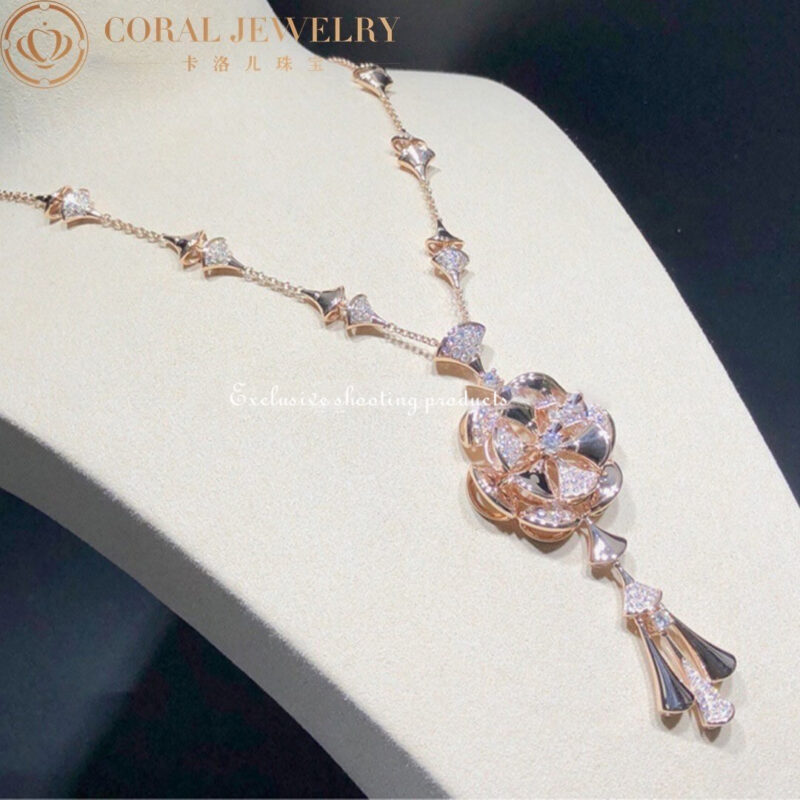Bulgari Divas’ Dream CL856457 Necklace Rose Gold Set Diamonds Flower Necklace 11